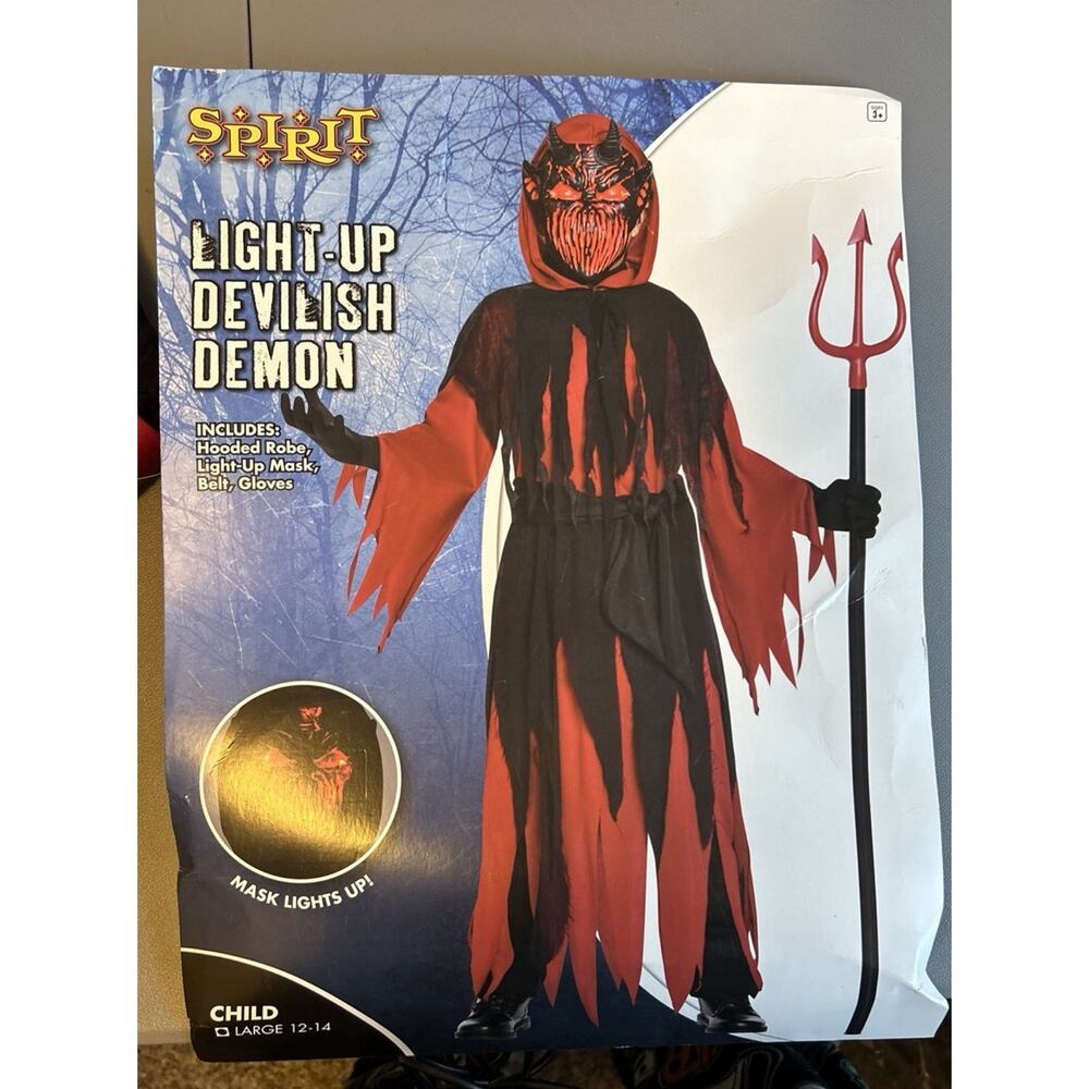 Spirit Halloween Costume Light-Up Devilish Demon Child Large 12-14